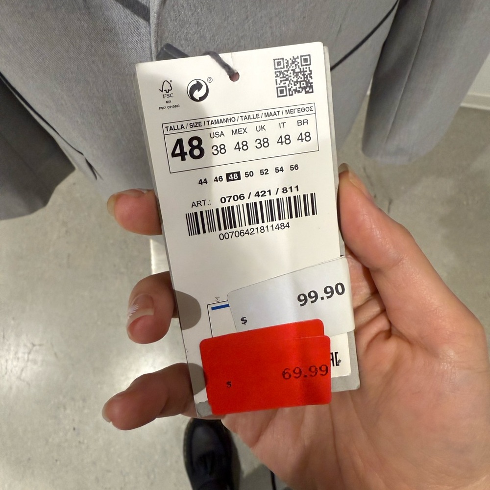 Zara Gray Sport Coat Modern Slim Fit size 48 - Picture 5 of 8
